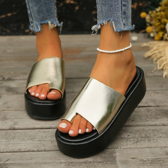 Damen moderne Plattform-Pantoletten mit offenem Zehenbereich und stylischem Design R&B