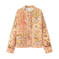 Damen gesteppte Übergangsjacke mit floralem Muster und praktischen Taschen R&B
