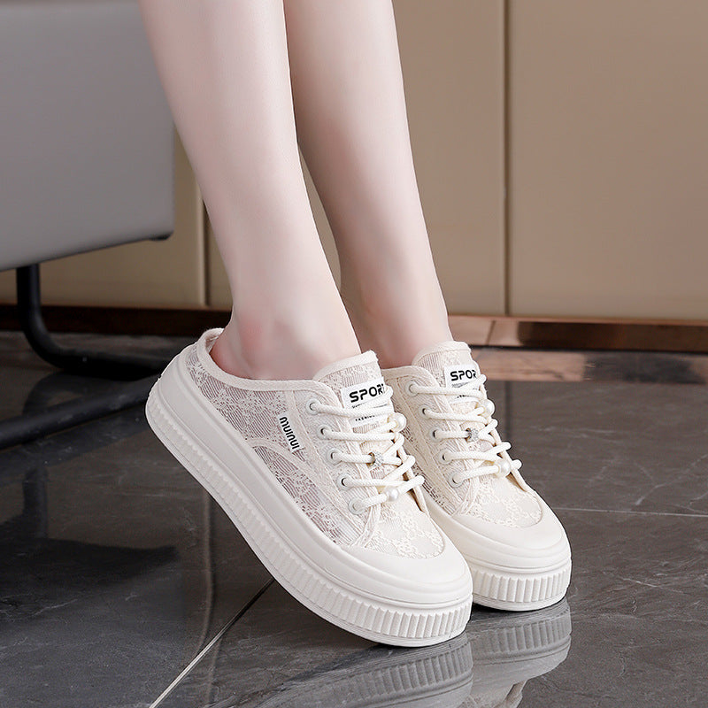 Damen Modische Sneakers mit eleganter Spitzenstruktur und leichter Dämpfung R&B