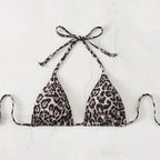 Damen Dreieck-Bikini mit raffinierten Bindändern und animalischem Druck