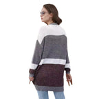 Damen lockere Strickjacke mit modischem Streifenmuster R&B