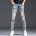 Herren Designer Slim Fit Jeans mit kreativen Reißverschlussdetails R&B