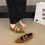 Damen Ballerina-Schuhe mit dekorativen Riemchen und funkelndem Detail EB