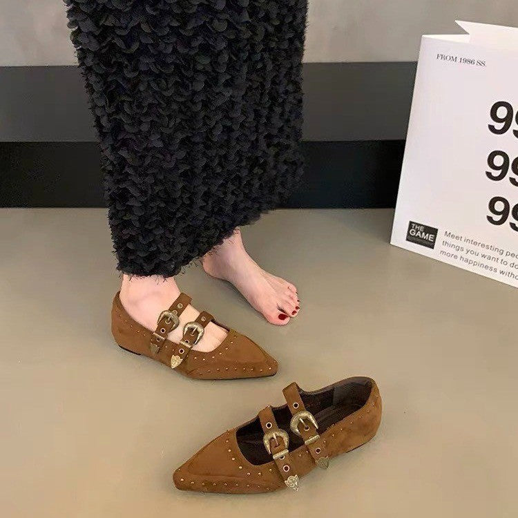 Damen Ballerina-Schuhe mit dekorativen Riemchen und funkelndem Detail EB