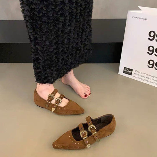 Damen Ballerina-Schuhe mit dekorativen Riemchen und funkelndem Detail R&B