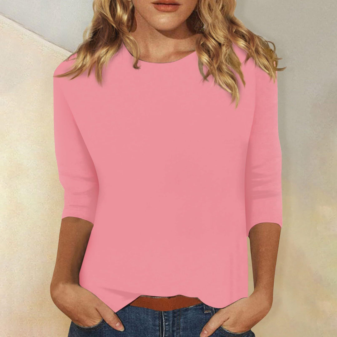 Damen Lockeres Baumwollshirt mit 3/4-Ärmeln R&B