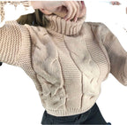 Damen Strickpullover mit Rollkragen und Zopfdesign R&B