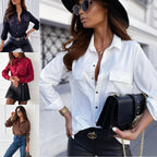 Damen Elegante Bluse mit praktischen Brusttaschen und klassischem Kragen R&B