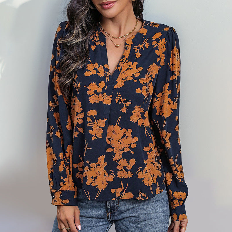 Damen Bluse mit floralem Muster und eleganten Puffärmeln R&B