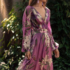 Damen Maxi-Kleid mit floralem Chiffon und elegantem Volant R&B