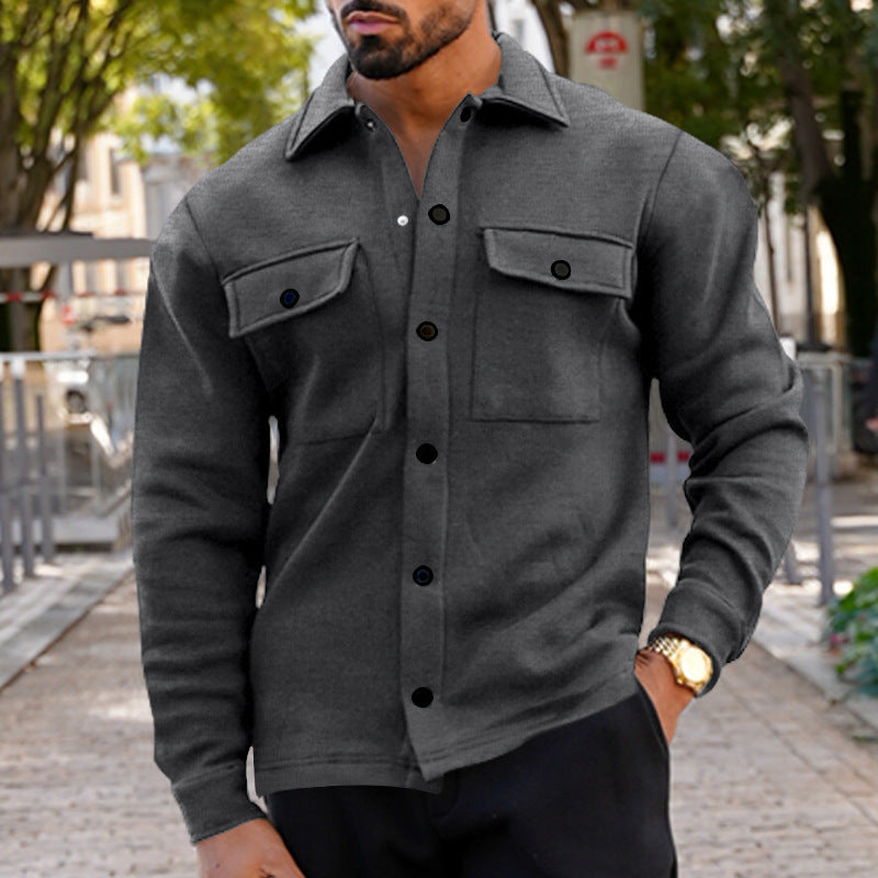 Herren lässige Hemdjacke mit praktischen Brusttaschen und strukturiertem Design R&B