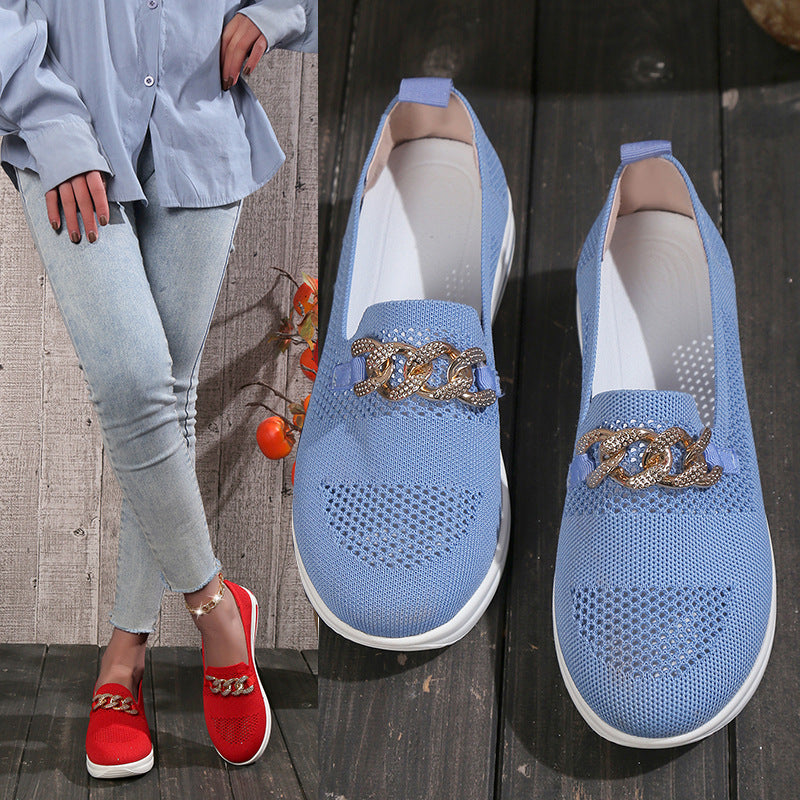 Damen sportliche Slip-On Sneakers mit glamourösem Ketten-Detail R&B