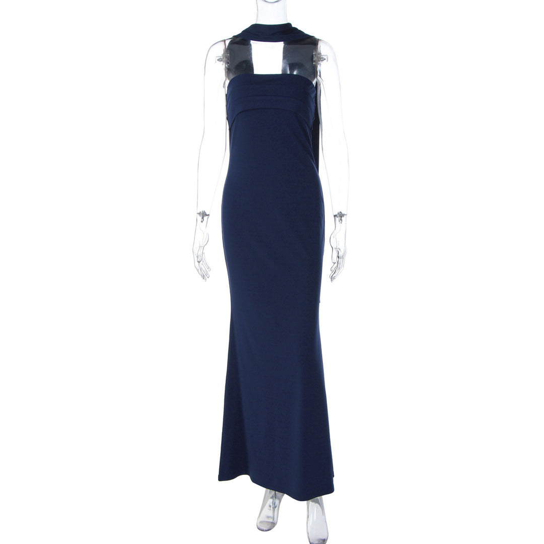 Damen Elegantes Langarm-Maxikleid mit transparenten Details R&B