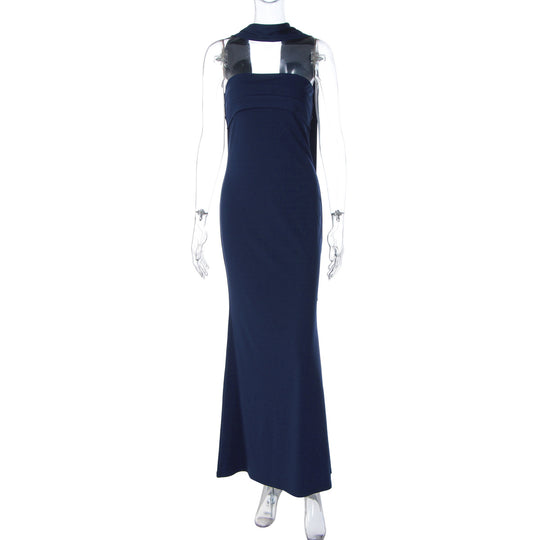 Damen Elegantes Langarm-Maxikleid mit transparenten Details R&B
