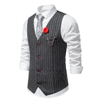 Herren elegante Weste mit schmalem Hahnentrittmuster und asymmetrischen Akzenten R&B