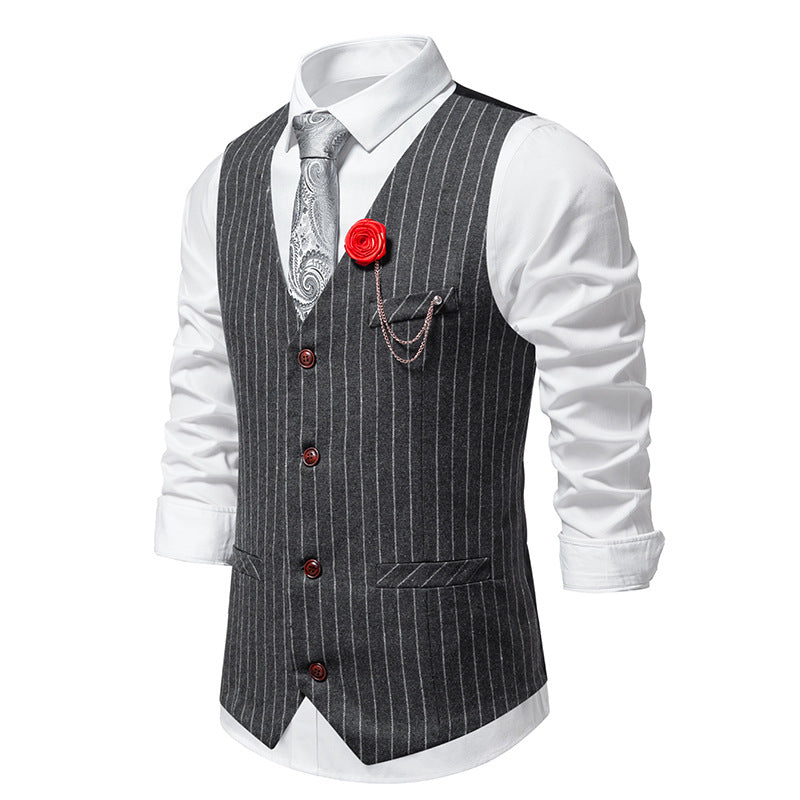 Herren elegante Weste mit schmalem Hahnentrittmuster und asymmetrischen Akzenten R&B