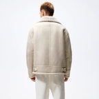 Herren kultige Bikerjacke mit weichem Futter und dreifach verstellbarem Kragen Hedi-Mode