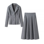 Damen elegantes Blazer- und Rock-Ensemble mit strukturiertem Design R&B