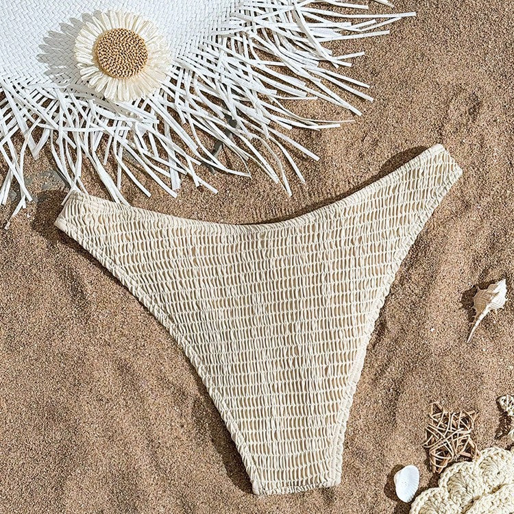 Damen Bikinihöschen mit elastischem Rüschendesign und hohem Beinausschnitt R&B