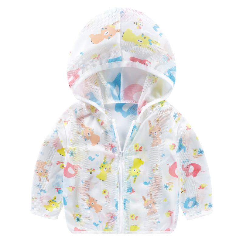 Unisex nan atmungsaktive Mesh Kapuzenjacke für Babys mit vollem Reißverschluss und verspieltem Hasen-Karotten-Druck R&B