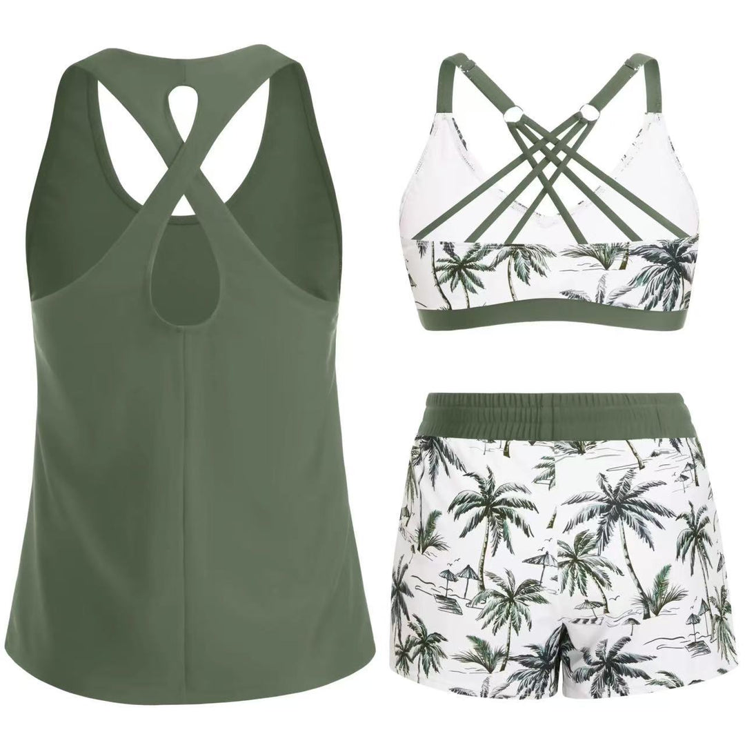 Damen Sport-Badeanzug-Set mit modischem Racerback und Shorts R&B