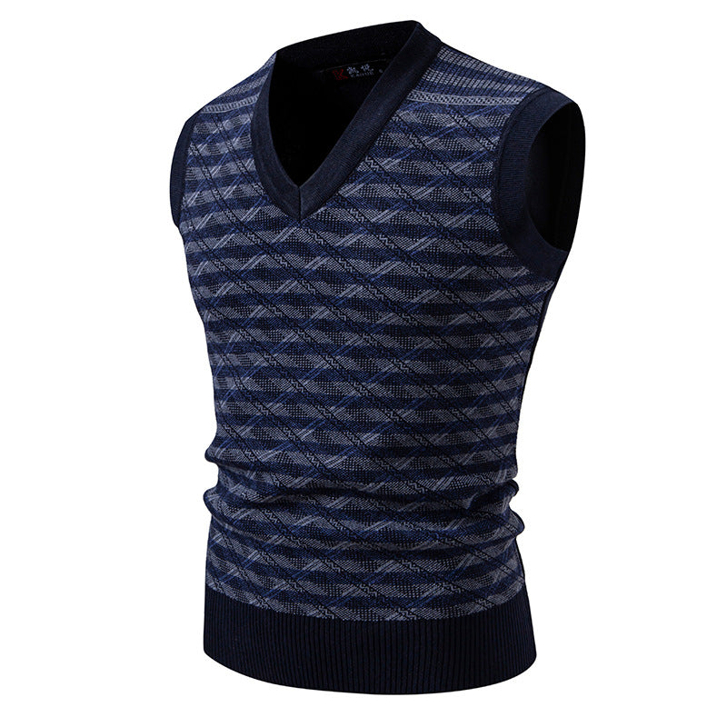 Herren ärmellose Strickjacke mit modernem Zopfmuster R&B