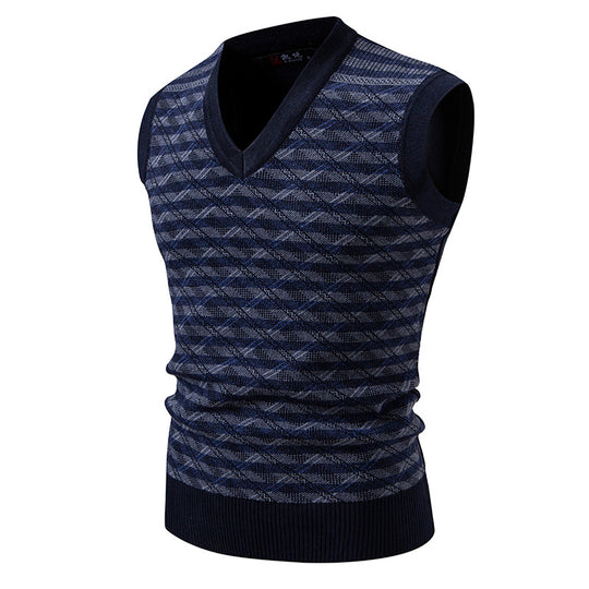 Herren ärmellose Strickjacke mit modernem Zopfmuster R&B