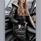 Damen modische und wärmende Steppjacke mit Kapuze R&B