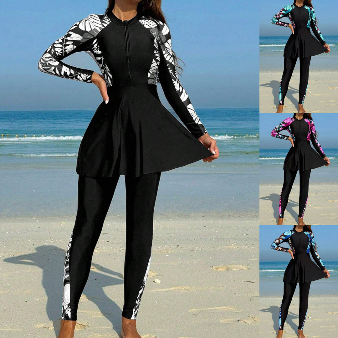 Damen Surfanzug mit Rockteil und langärmligem Design R&B