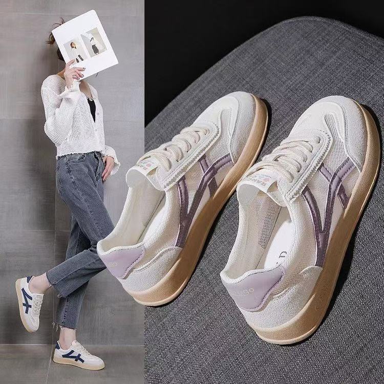 Damen Sneakers im lässigen Retro-Stil mit atmungsaktiven Mesh-Einsätzen und dämpfender Sohle R&B