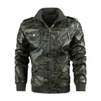 Herren modische Kunstlederjacke im Camouflage-Design mit praktischen Taschen