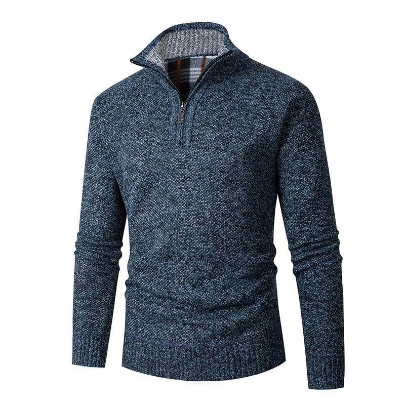 Herren kuscheliger Strickpullover mit halbem Reißverschluss R&B