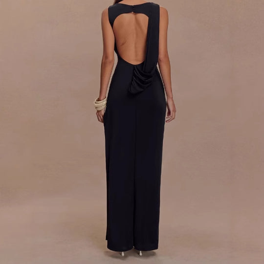Damen Elegantes Maxi-Kleid mit drapiertem Oberteil und seitlichem Schlitz R&B