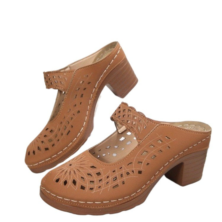 Damen Komfortable Plateausandalen mit offenem Zehenbereich und dekorativem Schnitt R&B