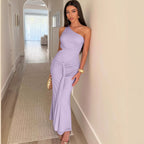 Damen stilvolles Wickelkleid mit asymmetrischem Ausschnitt und Rüschendetails R&B
