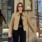 Damen Modische Wildlederjacke im lässigen Schnitt mit praktischen Taschen R&B