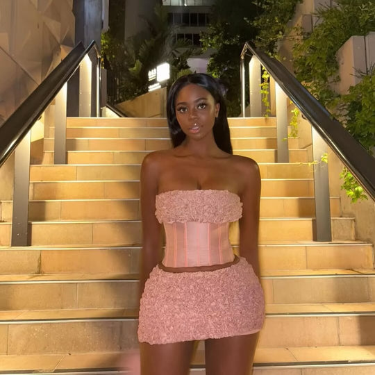 Damen Crop-Top und Miniröcke-Set mit elegantem Rüschenstil R&B