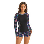 Damen UV-Schutz Langarm Schwimmanzug mit floralen Akzenten R&B