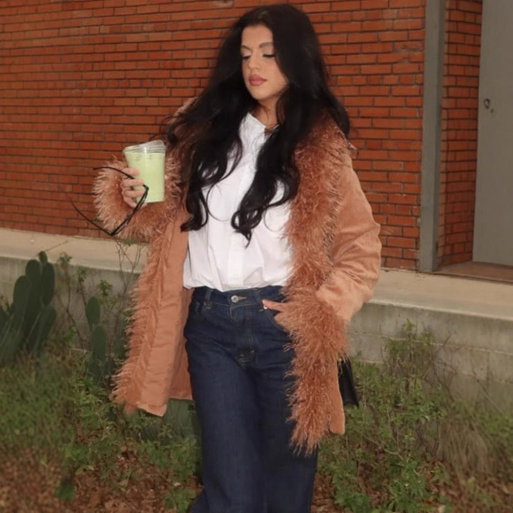 Damen luxuriöse Kuscheljacke mit aufregenden Teddyfell-Elementen R&B