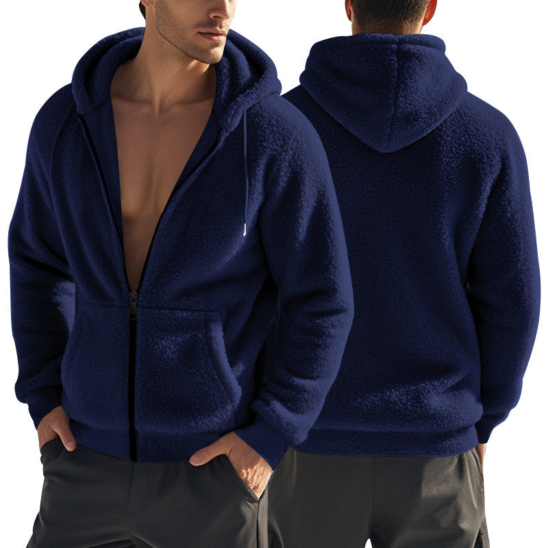Herren Kuschelige Trainingsjacke mit Kapuze und weichem Fleece-Futter R&B