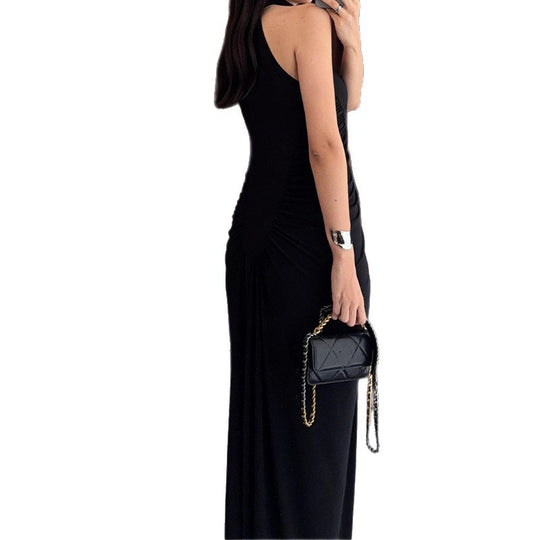 Damen Elegantes, figurbetontes Maxikleid mit hochgeschlossenem Ausschnitt und Knopfdetails R&B