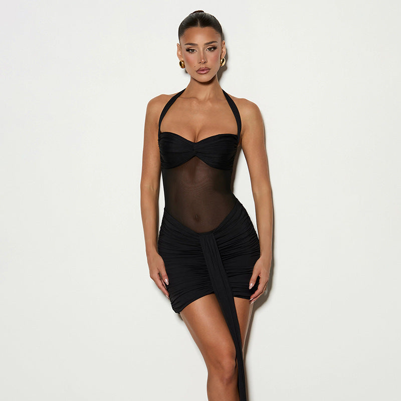 Damen Strandkleid mit raffiniertem Wickeldesign und charmanten Rüscheneffekt R&B