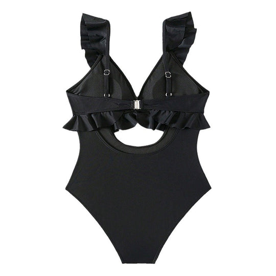 Damen Einteiliger Badeanzug mit Rüschendetails und elegantem Cut-Out R&B