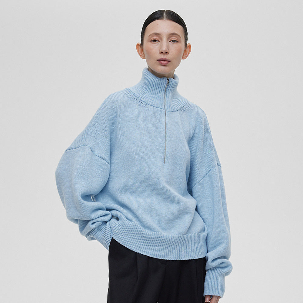 Damen Modischer Strickpullover mit hohem Kragen R&B