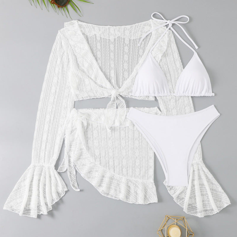 Damen Strand-Bikini-Set mit lässigem cropped Oberteil und verspieltem Rock R&B