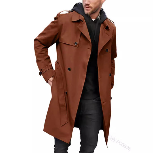 Herren modischer Trenchcoat mit praktischen Seitentaschen und abnehmbarem Innenfutter R&B