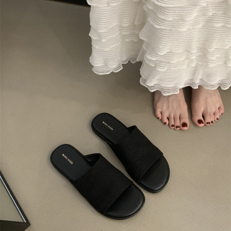Damen elegante Slide-Pantoletten mit komfortabler Sohle und hochwertigem Obermaterial R&B