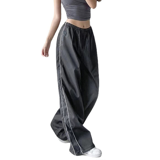 Damen Weite Satin-Hosen mit elastischem Bund R&B