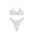 Damen Hochgeschnittener Triangel-Bikini mit dekorativem Ring