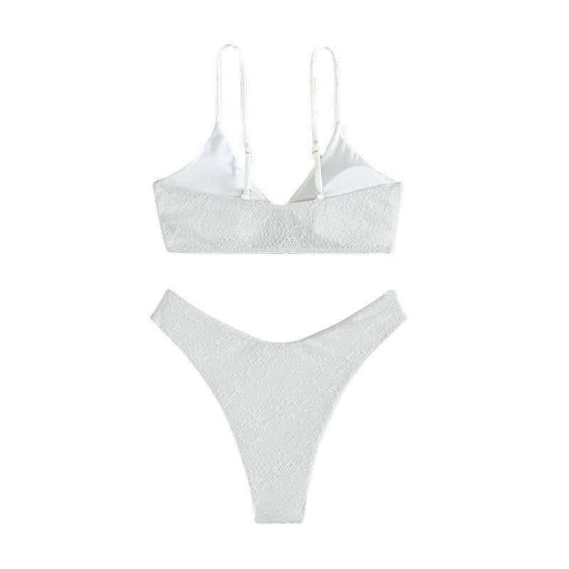Damen Hochgeschnittener Triangel-Bikini mit dekorativem Ring